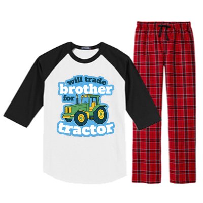 Will Trade Brother For Tractor Funny Raglan Sleeve Pajama Set