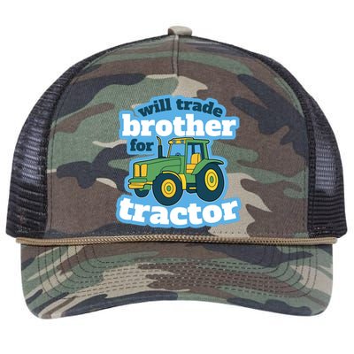 Will Trade Brother For Tractor Funny Retro Rope Trucker Hat Cap