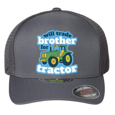 Will Trade Brother For Tractor Funny Flexfit Unipanel Trucker Cap