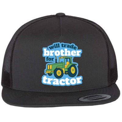 Will Trade Brother For Tractor Funny Flat Bill Trucker Hat