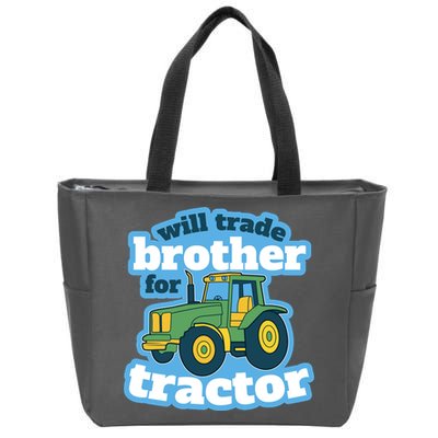 Will Trade Brother For Tractor Funny Zip Tote Bag
