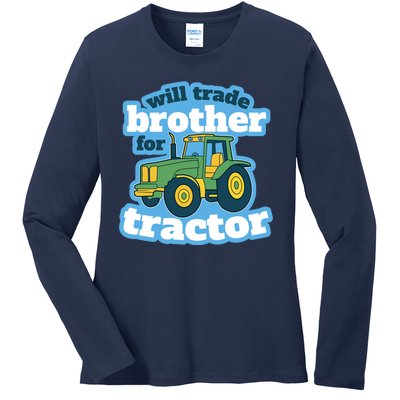 Will Trade Brother For Tractor Funny Ladies Long Sleeve Shirt