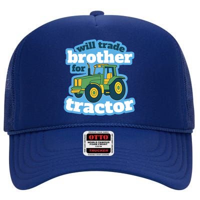 Will Trade Brother For Tractor Funny High Crown Mesh Back Trucker Hat