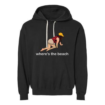 WhereS The Beach Garment-Dyed Fleece Hoodie