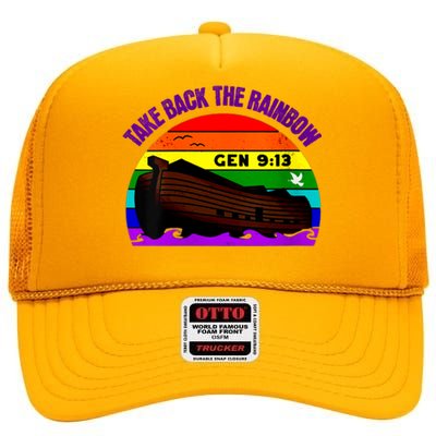 Womens Take Back The Rainbow Pride In Gods Covenant And Promise High Crown Mesh Back Trucker Hat