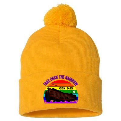 Womens Take Back The Rainbow Pride In Gods Covenant And Promise Pom Pom 12in Knit Beanie