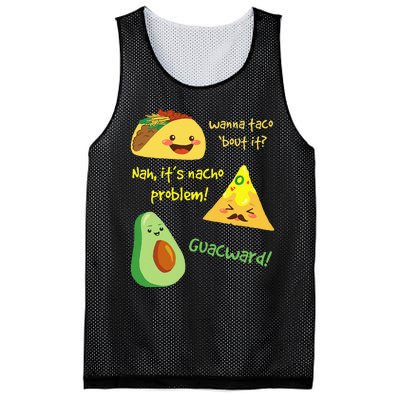 Wanna Taco Bout It Nacho Problem! Funny Avocado Food Pun Mesh Reversible Basketball Jersey Tank