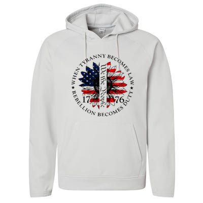 When Tyranny Becomes Law Rebellion Becomes Duty Performance Fleece Hoodie