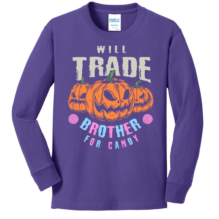 Will Trade Brother For Candy Funny Halloween Shirt Kids Long Sleeve Shirt