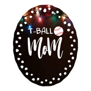 Wo T Ball Mom Tee Ball Christmas V-Neck Ceramic Oval Ornament