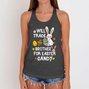 Will Trade Brother For Easter Candy Funny Women's Knotted Racerback Tank