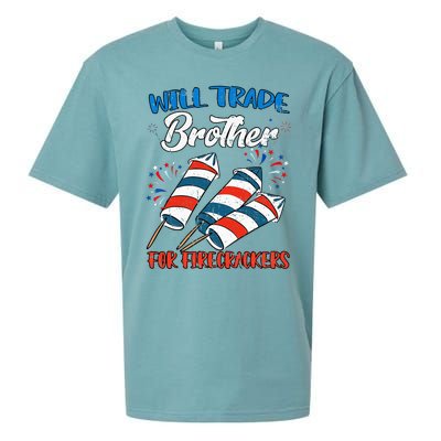 Will Trade Brother For Firecrackers 4th Of July Sueded Cloud Jersey T-Shirt