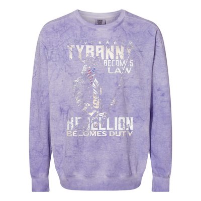 When Tyranny Becomes Law Rebellion Becomes Duty (on back) Colorblast Crewneck Sweatshirt