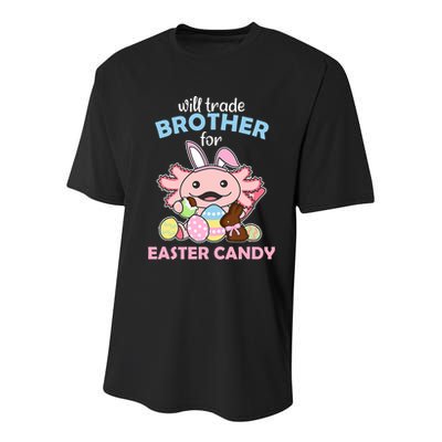 Will Trade Brother For Easter Candy Cute Axolotl Youth Performance Sprint T-Shirt
