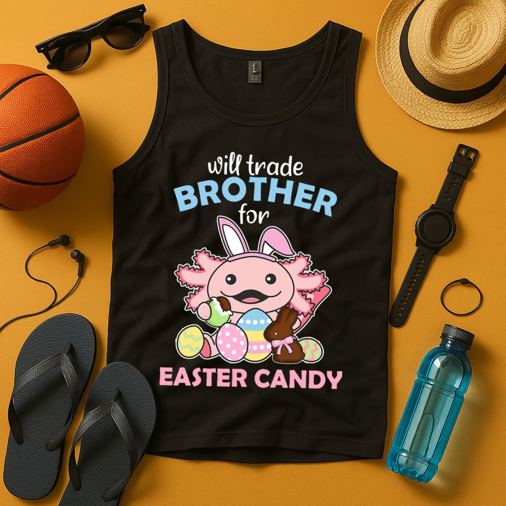 Will Trade Brother For Easter Candy Cute Axolotl Tank Top