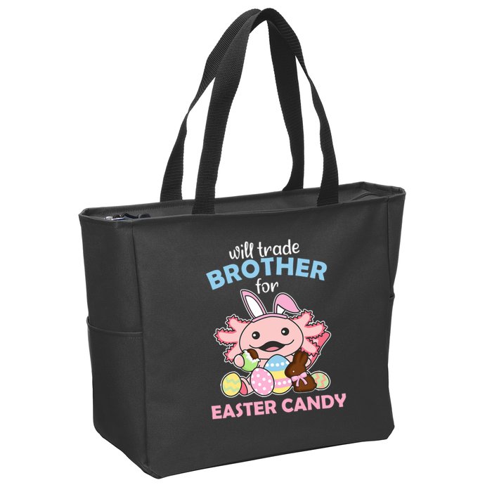 Will Trade Brother For Easter Candy Cute Axolotl Zip Tote Bag