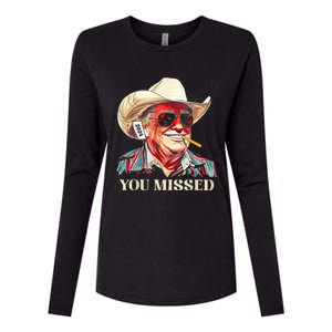 Western Trump Cow You Missed American Flag Cow Hat Womens Cotton Relaxed Long Sleeve T-Shirt