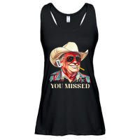 Western Trump Cow You Missed American Flag Cow Hat Ladies Essential Flowy Tank