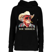 Western Trump Cow You Missed American Flag Cow Hat Womens Funnel Neck Pullover Hood