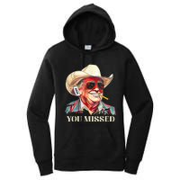 Western Trump Cow You Missed American Flag Cow Hat Women's Pullover Hoodie