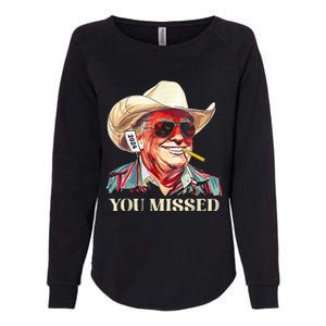 Western Trump Cow You Missed American Flag Cow Hat Womens California Wash Sweatshirt