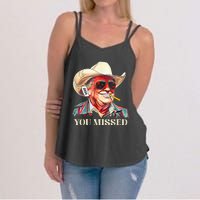 Western Trump Cow You Missed American Flag Cow Hat Women's Strappy Tank