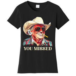 Western Trump Cow You Missed American Flag Cow Hat Women's T-Shirt