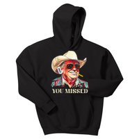 Western Trump Cow You Missed American Flag Cow Hat Kids Hoodie