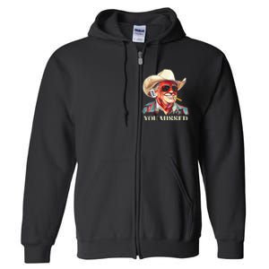 Western Trump Cow You Missed American Flag Cow Hat Full Zip Hoodie