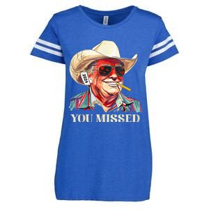 Western Trump Cow You Missed American Flag Cow Hat Enza Ladies Jersey Football T-Shirt