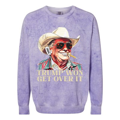 Western Trump Cowboy Trump Won Get Over It Colorblast Crewneck Sweatshirt