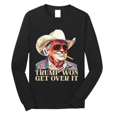 Western Trump Cowboy Trump Won Get Over It Long Sleeve Shirt