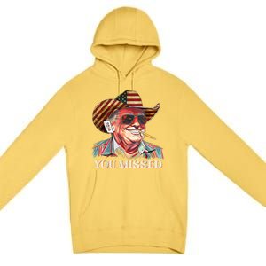 Western Trump Cow You Missed American Flag Cow Hat Gift Premium Pullover Hoodie