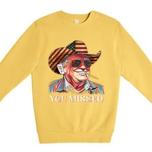 Western Trump Cow You Missed American Flag Cow Hat Gift Premium Crewneck Sweatshirt