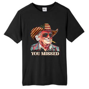 Western Trump Cow You Missed American Flag Cow Hat Gift Tall Fusion ChromaSoft Performance T-Shirt