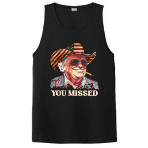 Western Trump Cow You Missed American Flag Cow Hat Gift PosiCharge Competitor Tank