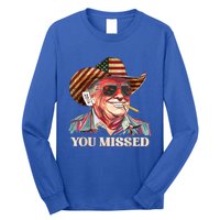 Western Trump Cow You Missed American Flag Cow Hat Gift Long Sleeve Shirt