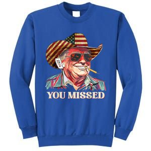 Western Trump Cow You Missed American Flag Cow Hat Gift Sweatshirt