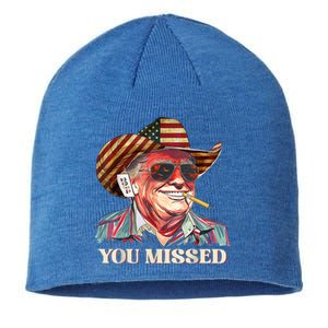 Western Trump Cow You Missed American Flag Cow Hat Gift Sustainable Beanie