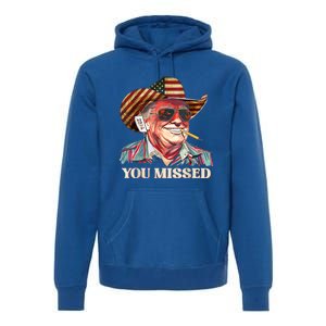 Western Trump Cow You Missed American Flag Cow Hat Gift Premium Hoodie