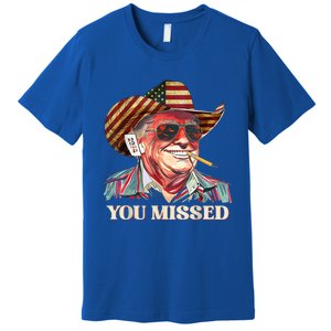 Western Trump Cow You Missed American Flag Cow Hat Gift Premium T-Shirt