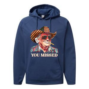 Western Trump Cow You Missed American Flag Cow Hat Gift Performance Fleece Hoodie