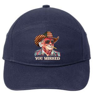 Western Trump Cow You Missed American Flag Cow Hat Gift 7-Panel Snapback Hat