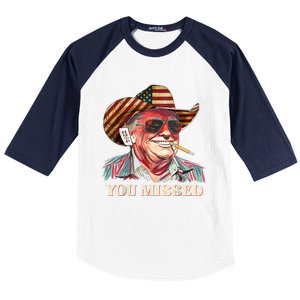 Western Trump Cow You Missed American Flag Cow Hat Gift Baseball Sleeve Shirt