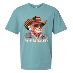 Western Trump Cow You Missed American Flag Cow Hat Gift Sueded Cloud Jersey T-Shirt