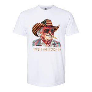 Western Trump Cow You Missed American Flag Cow Hat Gift Softstyle CVC T-Shirt