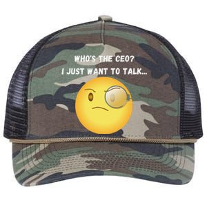 WhoS The Ceo I Just Want To Talk...Funny Witty Humorous Retro Rope Trucker Hat Cap