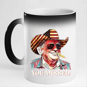 Western Trump Cowboy You Missed American Flag Cowboy Hat 11oz Black Color Changing Mug