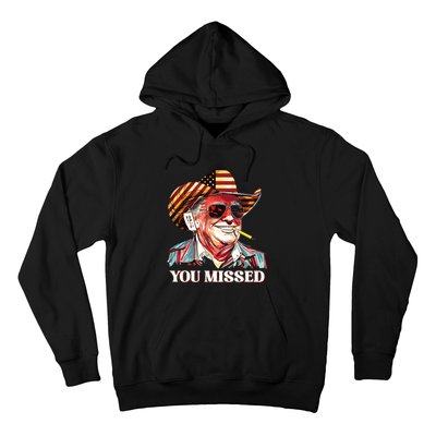 Western Trump Cowboy You Missed American Flag Cowboy Hat Hoodie