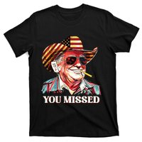 Western Trump Cowboy You Missed American Flag Cowboy Hat T-Shirt